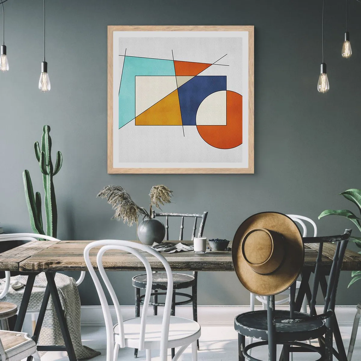 Plagát v ráme zo svetlého duba - Abstrakcia: modernistická zábava - 50x50 cm