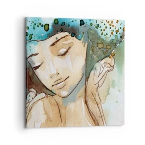 Obraz na plátne - Lady in blue - 70x70 cm