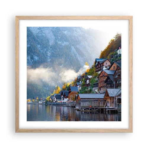 Plagát v ráme zo svetlého duba - Alpská krajina - 50x50 cm