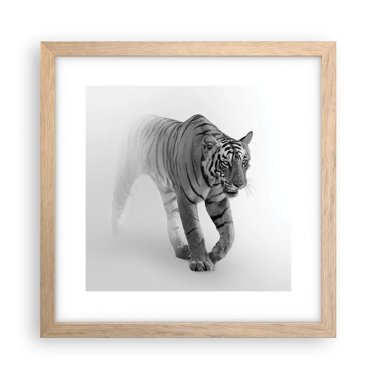 Plagát v ráme zo svetlého duba - Prikrčený v hmle - 30x30 cm