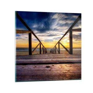 Obraz na skle - Priamo na tichú pláž pri západe slnka - 30x30 cm