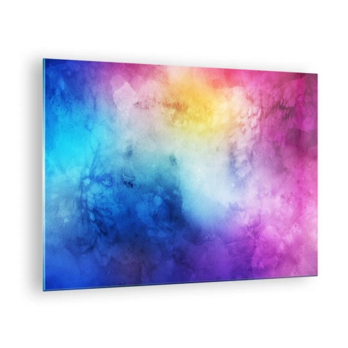 Obraz na skle - Abstraktná kompozícia v dúhových farbách s akvarelovým efektom - 70x50cm - Takmer v siedmom nebi - Moderná nástenná dekorácia do obývacej izby a spálne ARTTOR
