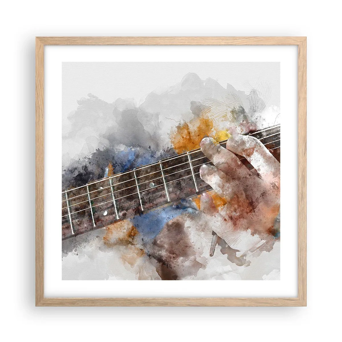 Plagát v ráme zo svetlého duba - Poézia medzi strunami - 50x50 cm