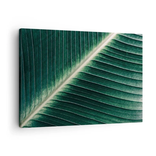 Obraz na plátne - Detailný záber na štruktúru zeleného listu - 70x50cm - Rytmus prírody - Moderná nástenná dekorácia do obývacej izby a spálne ARTTOR