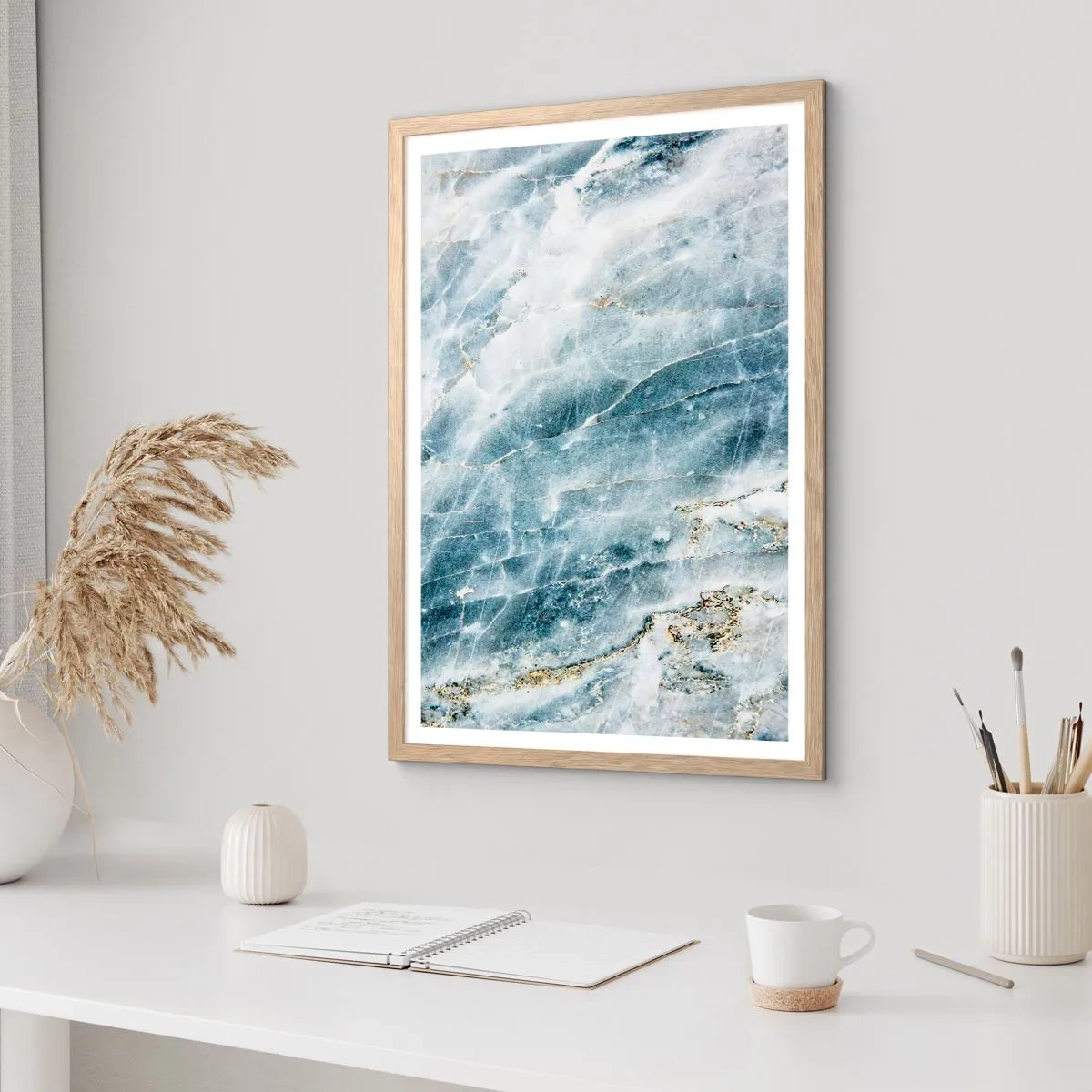 Plagát v ráme zo svetlého duba - Ľadový svet - 50x70 cm