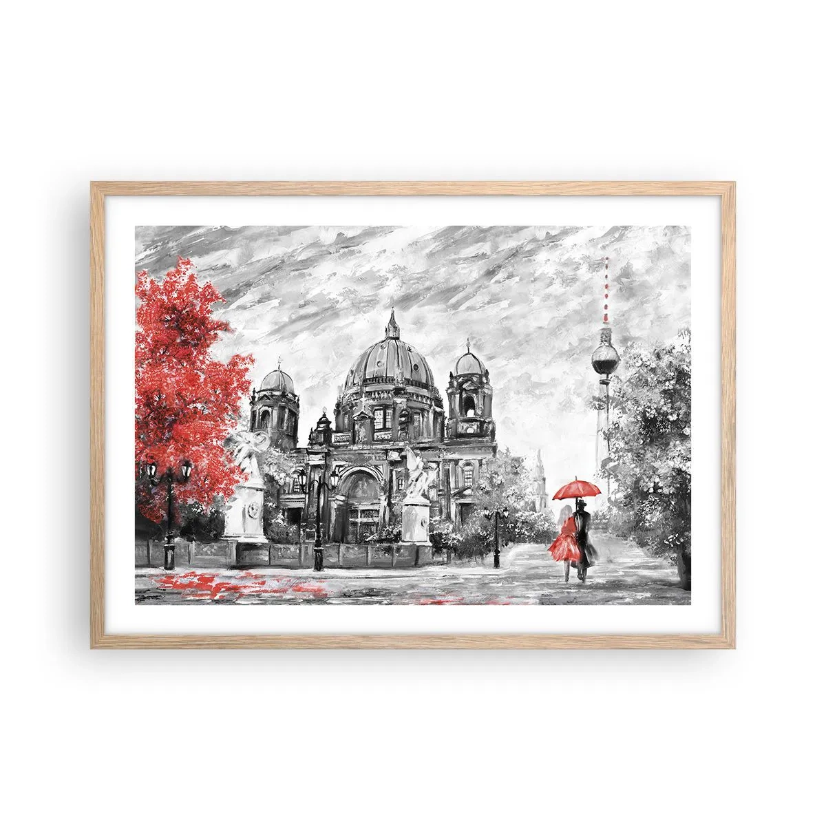 Plagát v ráme zo svetlého duba - Berlínske stretnutie - 70x50 cm
