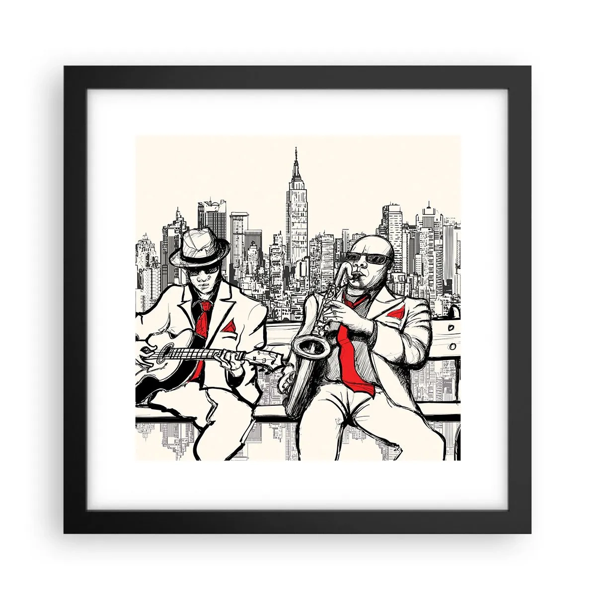 Plagát v čiernom ráme - Newyorská improvizácia - 30x30 cm