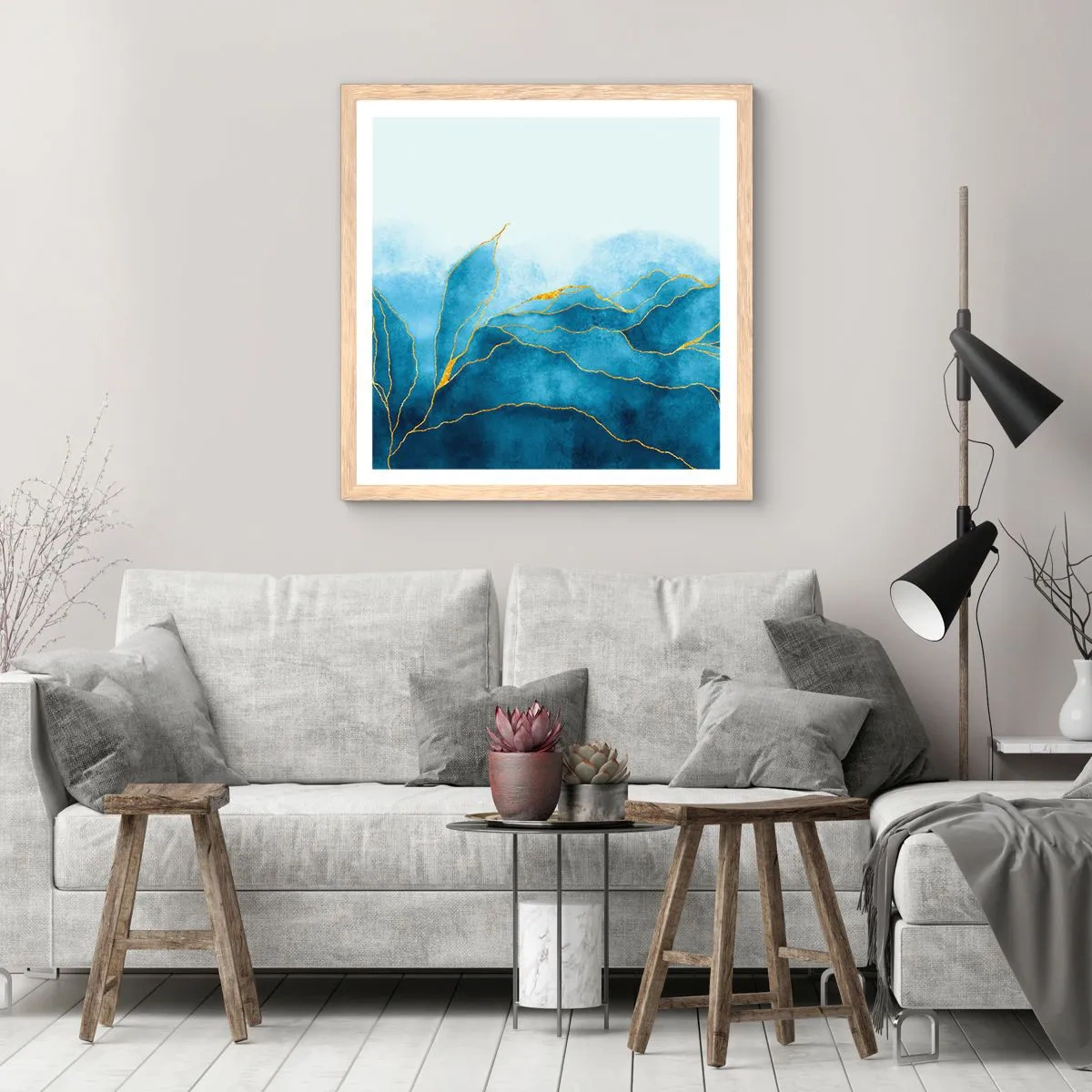 Plagát v ráme zo svetlého duba - Blankyt v zlate - 50x50 cm
