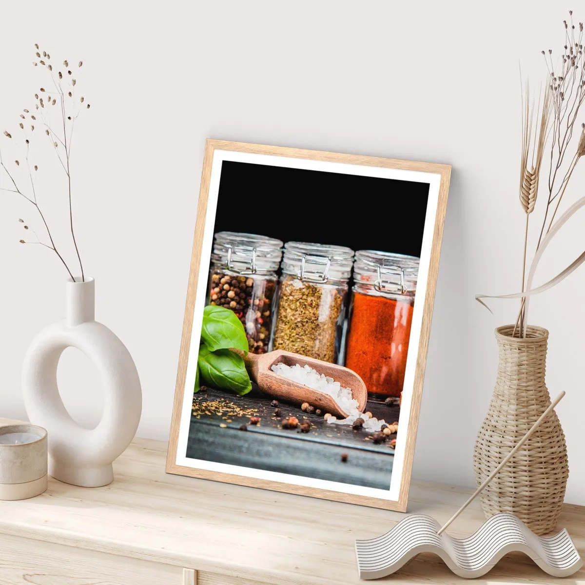 Plagát v ráme zo svetlého duba - Aby mal život chuť - 40x50 cm