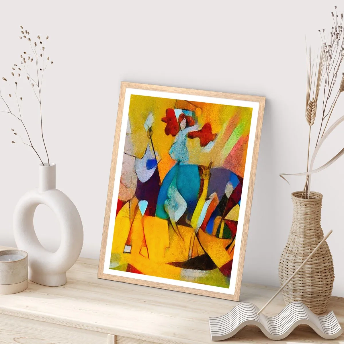 Plagát v ráme zo svetlého duba - Slnko - život - radosť - 61x91 cm