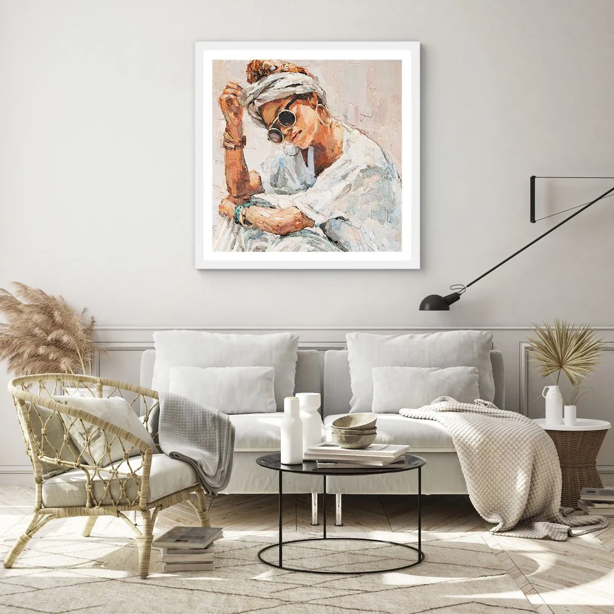 Plagát v bielom ráme - Portrét v plnom slnku - 60x60 cm