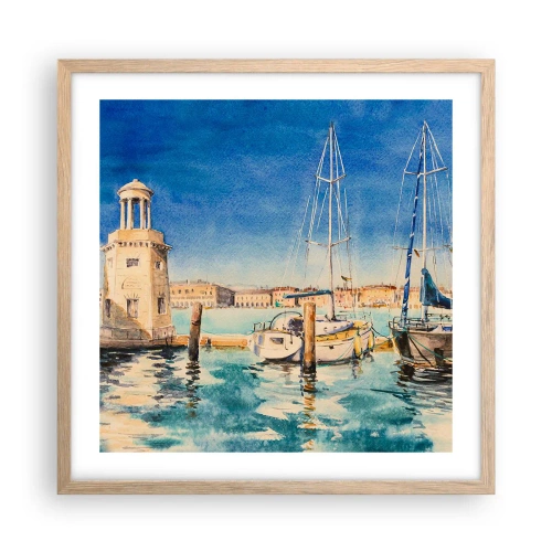 Plagát v ráme zo svetlého duba - Slnečná lagúna - 50x50 cm