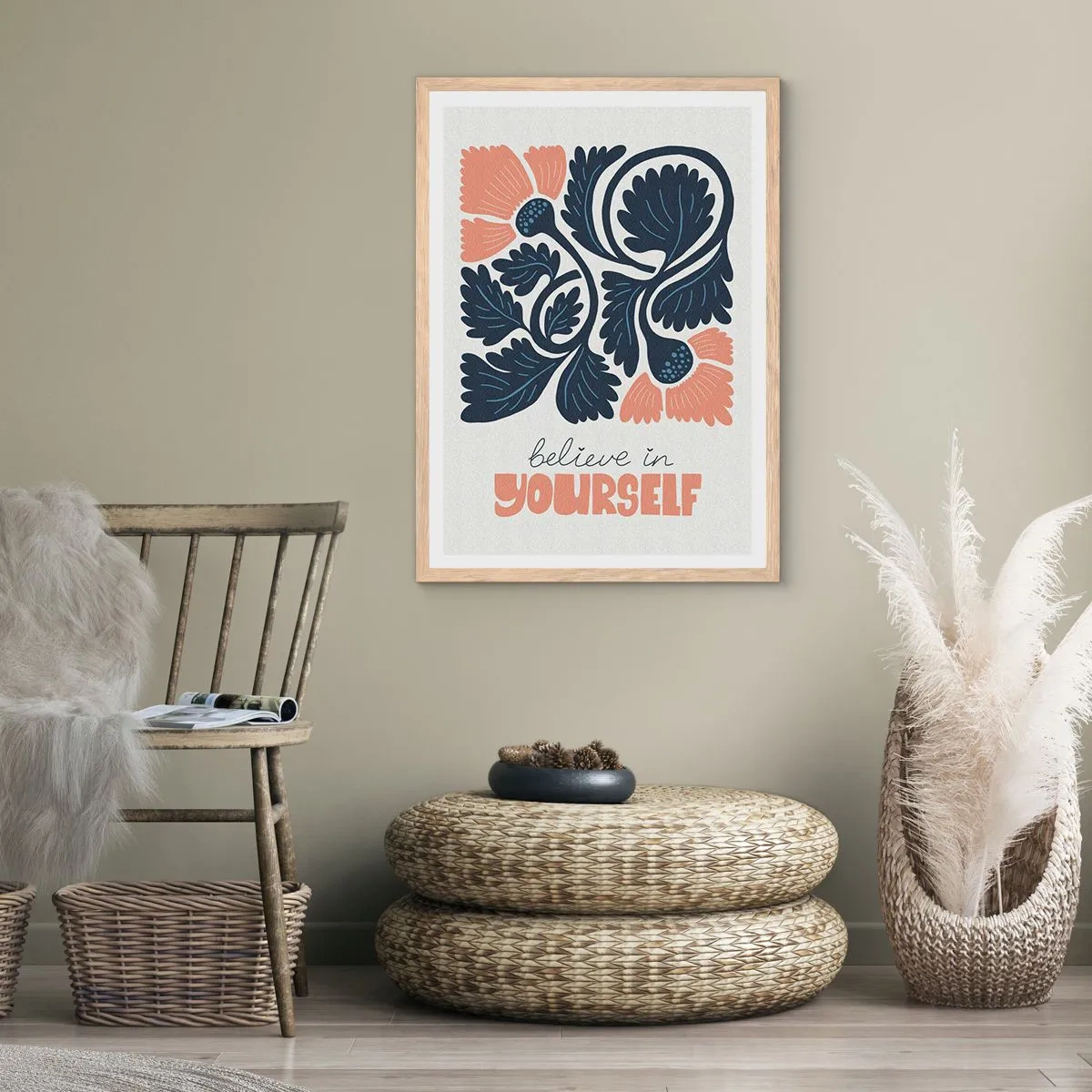 Plagát v ráme zo svetlého duba - A ty rozkvitáš - 70x100 cm