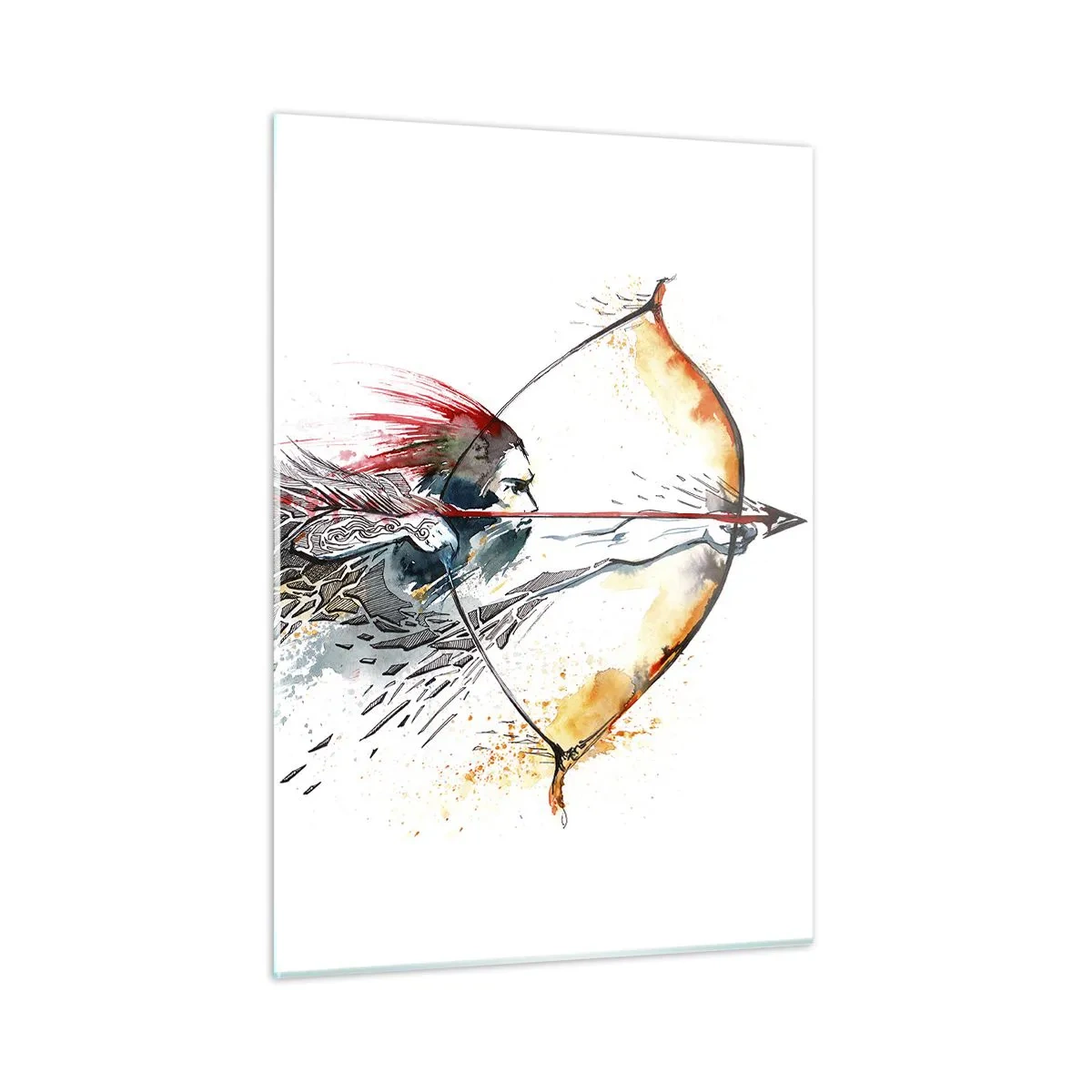 Obraz na skle - Mýtický bojovník s ohnivým lukom - 50x70 cm