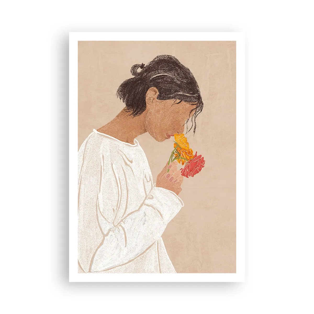 Plagát - Dievča a kvety - 70x100 cm