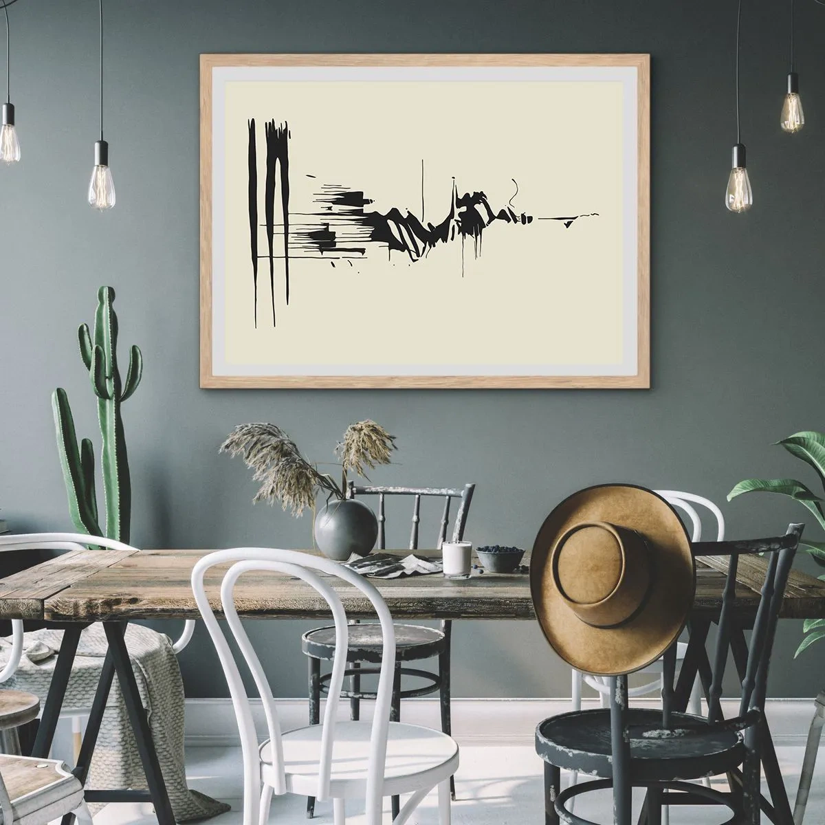 Plagát v ráme zo svetlého duba - Rýchla abstrakcia - 100x70 cm