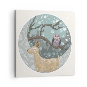 Obraz na plátne - Rozprávková, lesná noc - 50x50 cm