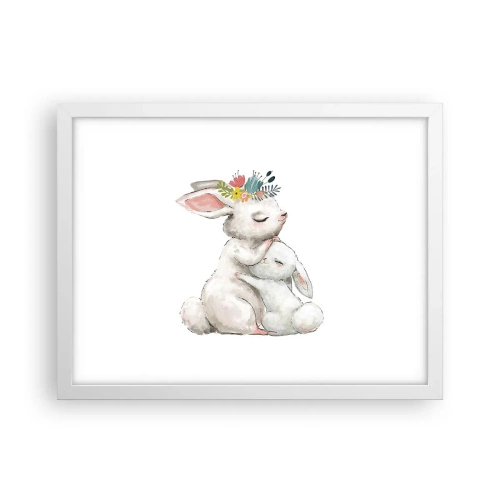 Plagát v bielom ráme - Najlepšie je u mamy - 40x30 cm