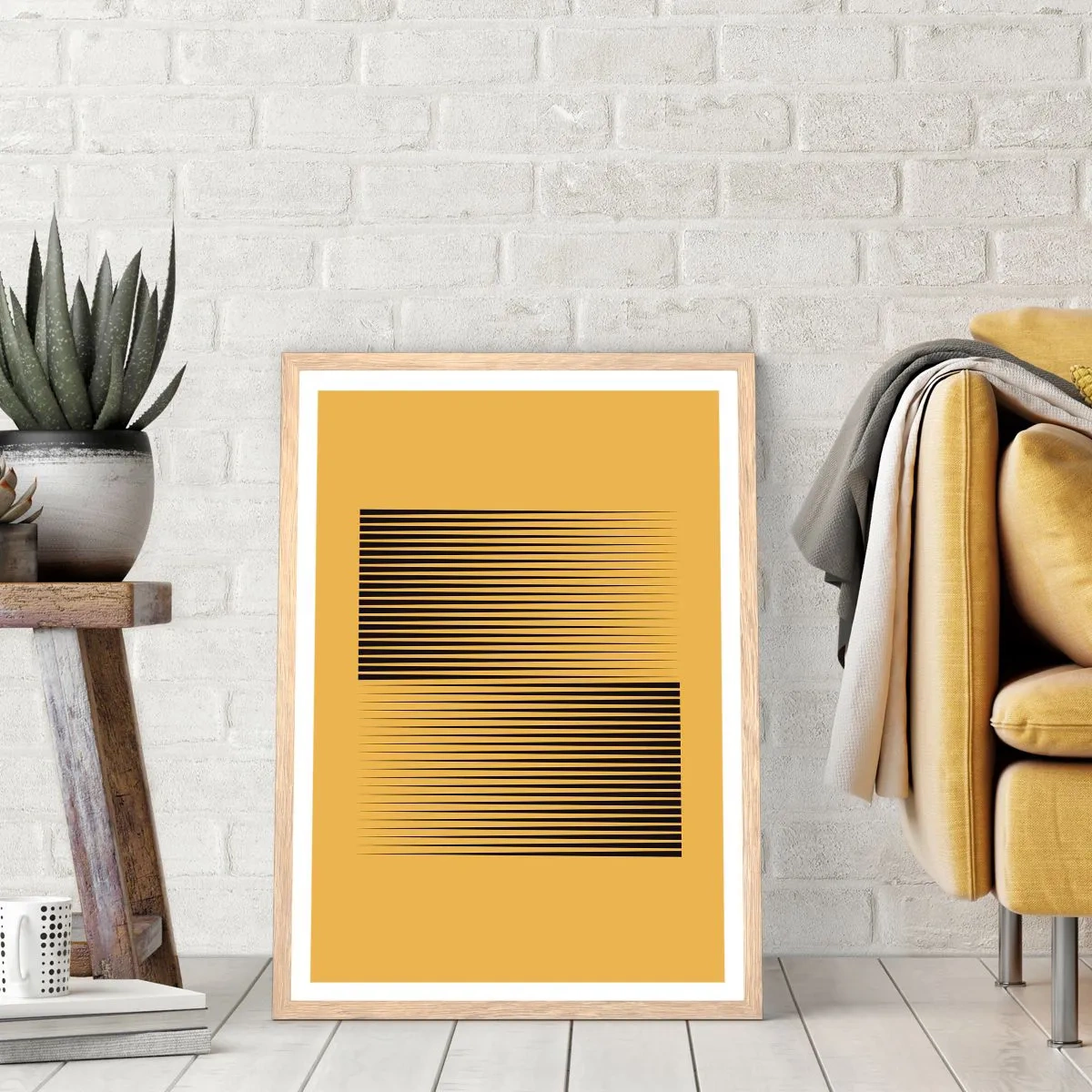 Plagát v ráme zo svetlého duba - Štvorec protikladov - 70x100 cm