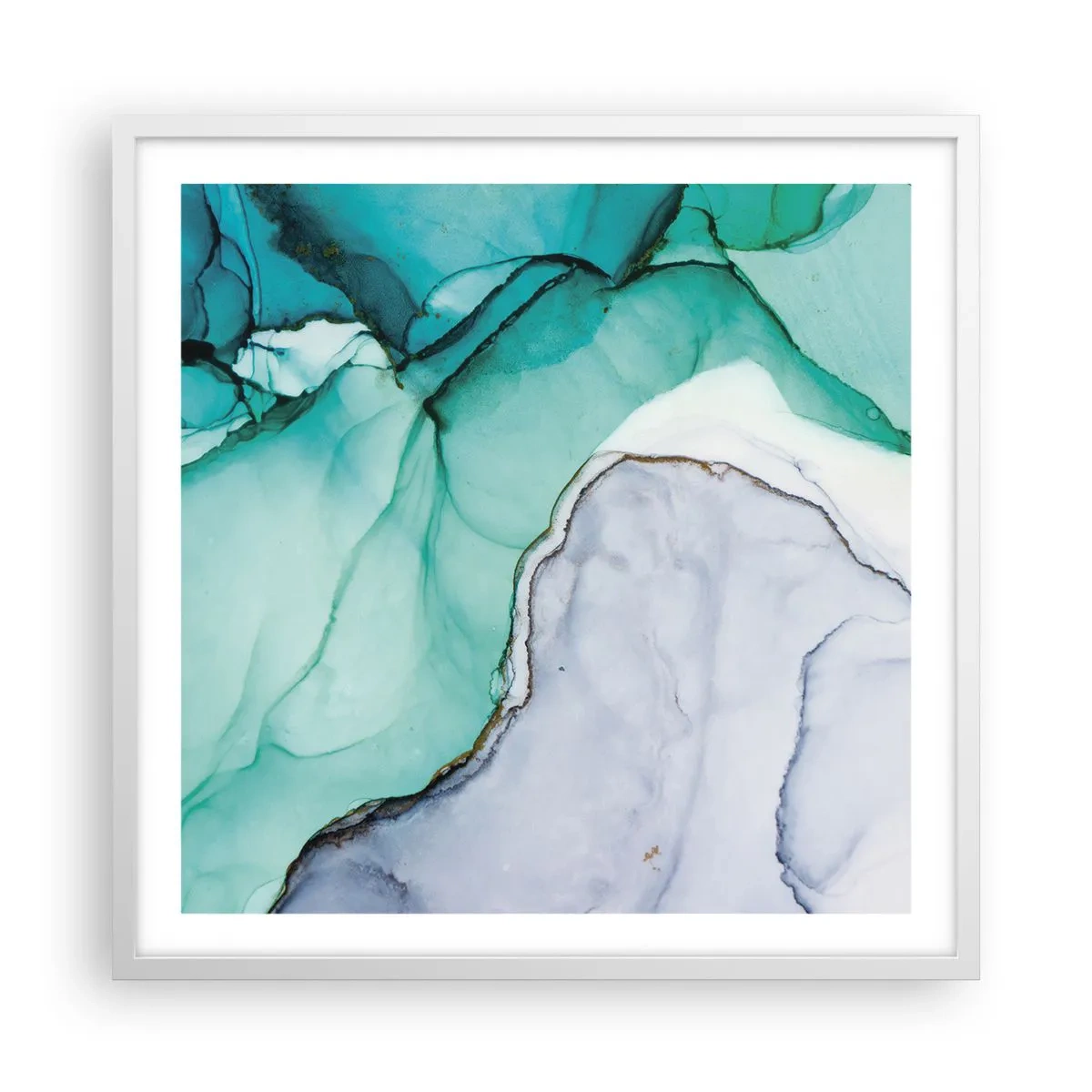 Plagát v bielom ráme - Štúdia v tyrkysovej - 60x60 cm