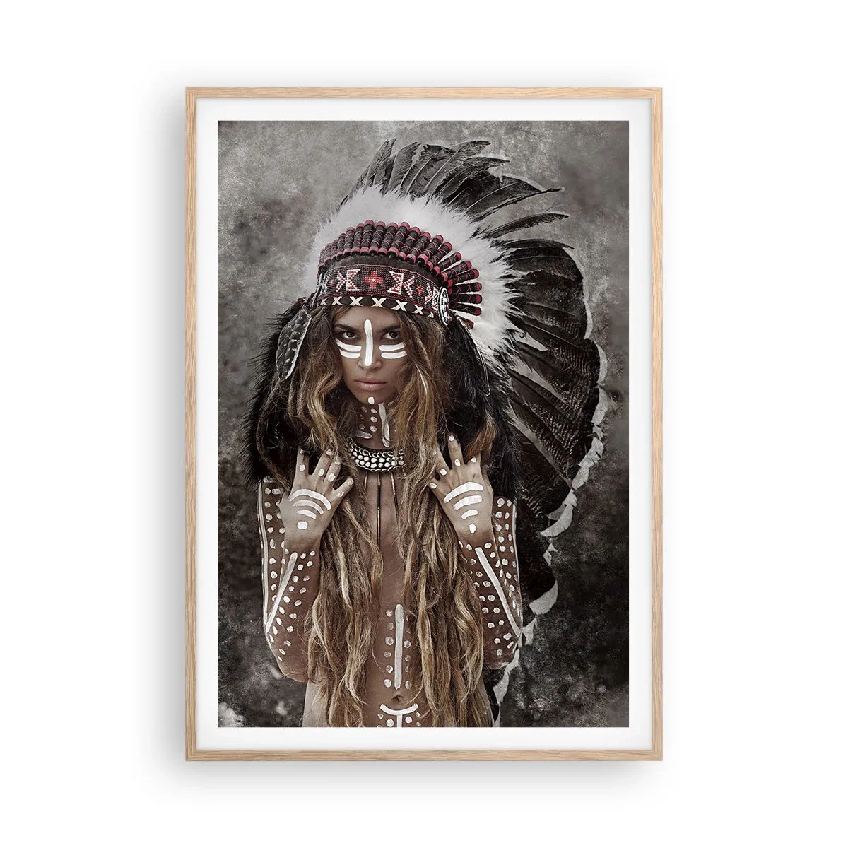 Plagát v ráme zo svetlého duba - Tajomstvo kmeňovej sily - 70x100 cm