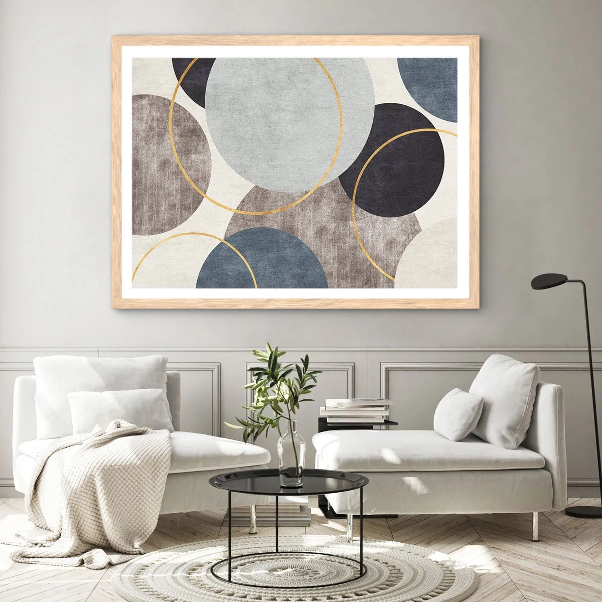 Plagát v ráme zo svetlého duba - Kruh za kruhom - 100x70 cm