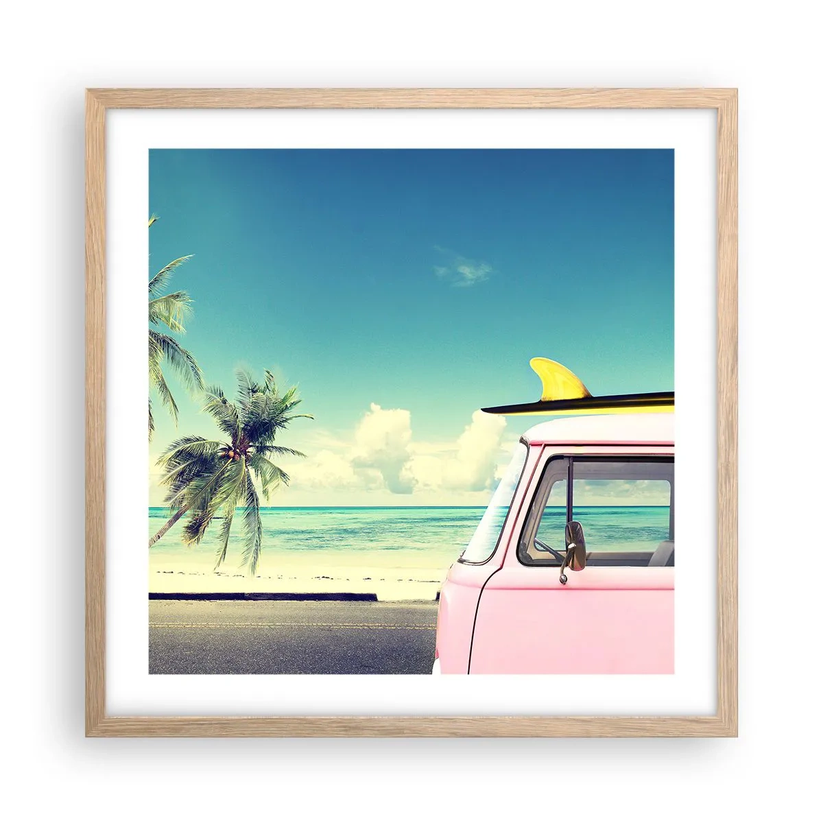 Plagát v ráme zo svetlého duba - Prázdniny, je čas začať - 50x50 cm