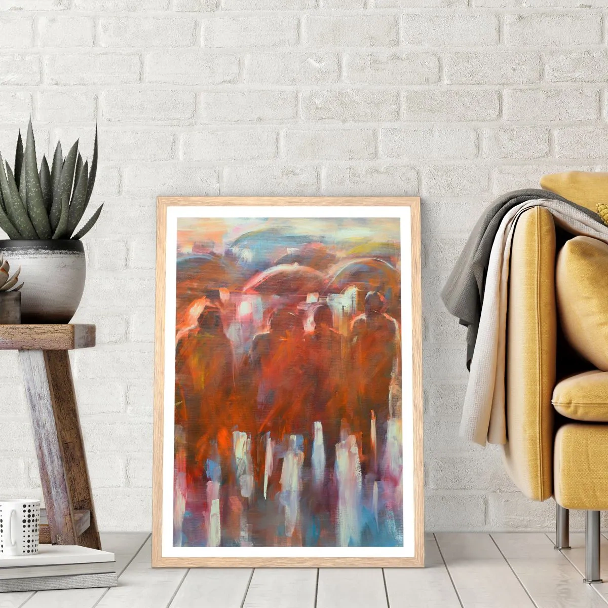 Plagát v ráme zo svetlého duba - Rovnocenní v daždi a hmle - 50x70 cm