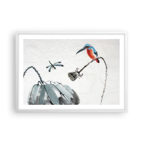 Plagát v bielom ráme - Život lúky - 70x50 cm