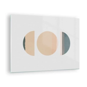 Obraz na skle - Minimalistické geometrické vzory v pastelových farbách - 70x50cm - Kruh za kruhom - Moderná nástenná dekorácia do obývacej izby a spálne ARTTOR