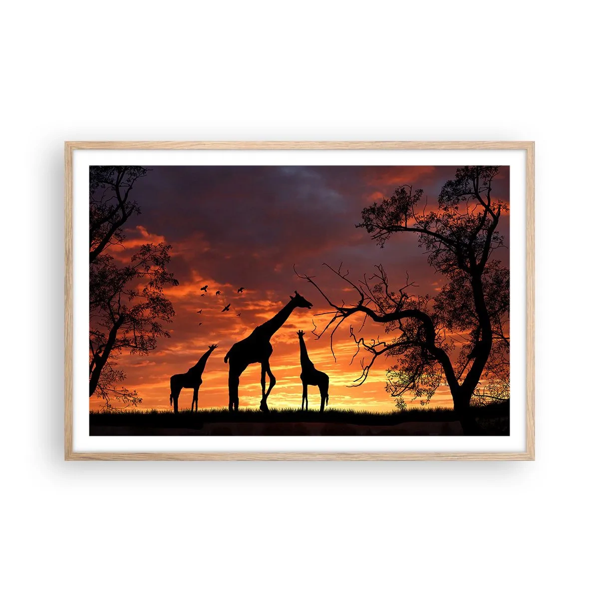 Plagát v ráme zo svetlého duba - Malá večera v kruhu najbližších - 91x61 cm