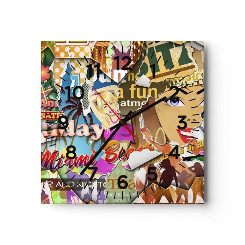 Nástenné hodiny - Prázdninová retrospektíva - 30x30 cm