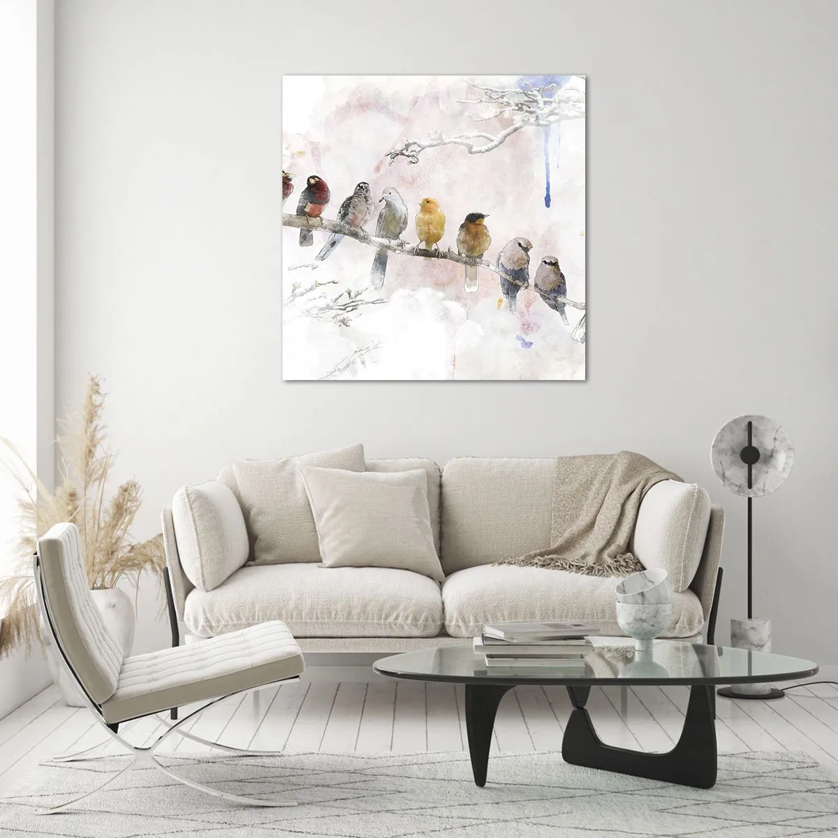 Obraz na skle - Okrídlené stretnutie - 70x70 cm