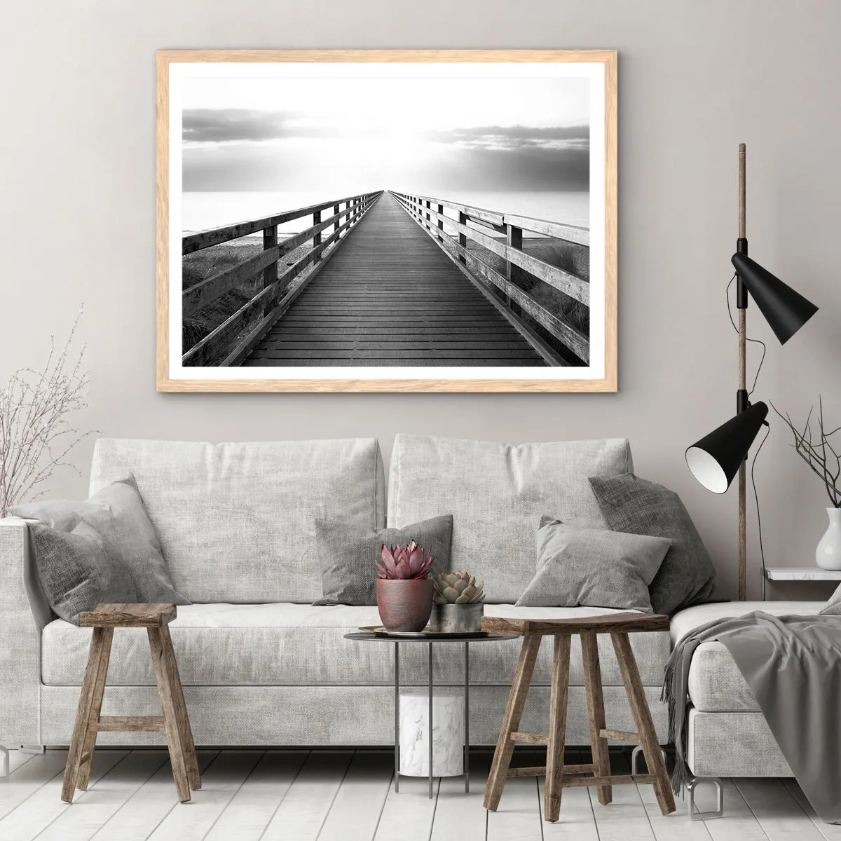 Plagát v ráme zo svetlého duba - Do diaľky… - 50x40 cm