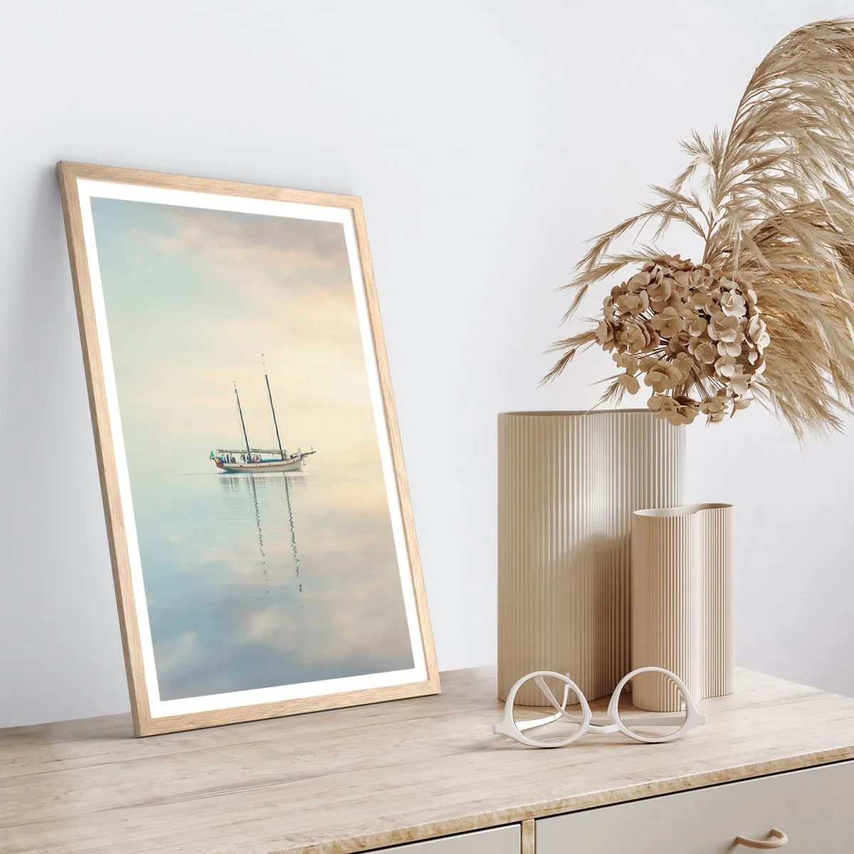 Plagát v ráme zo svetlého duba - V mori ticha - 30x40 cm
