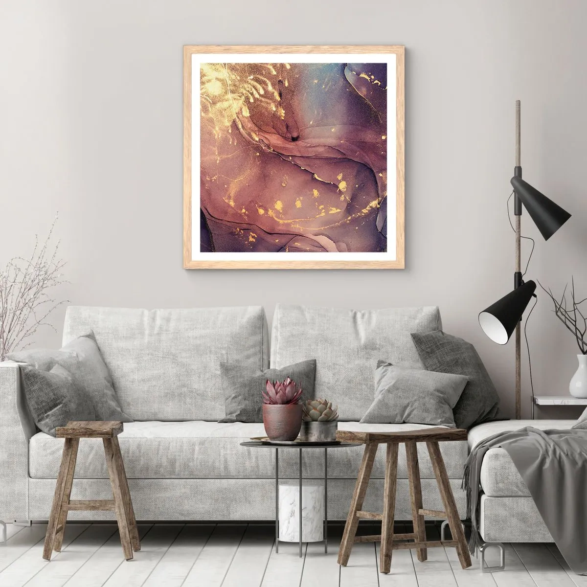 Plagát v ráme zo svetlého duba - Hmota a duch - 40x40 cm
