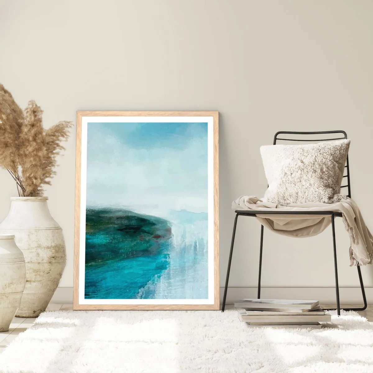 Plagát v ráme zo svetlého duba - Námorná abstrakcia - 50x70 cm