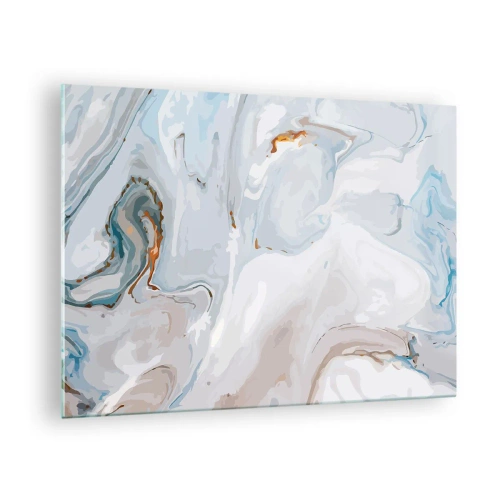 Obraz na skle - Jemný mramorový vzor v odtieňoch modrej a bielej - 70x50cm - Povznesená biela - Moderná nástenná dekorácia do obývacej izby a spálne ARTTOR