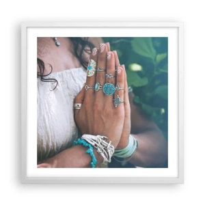 Plagát v bielom ráme - Vitajte v centre bytia - 50x50 cm