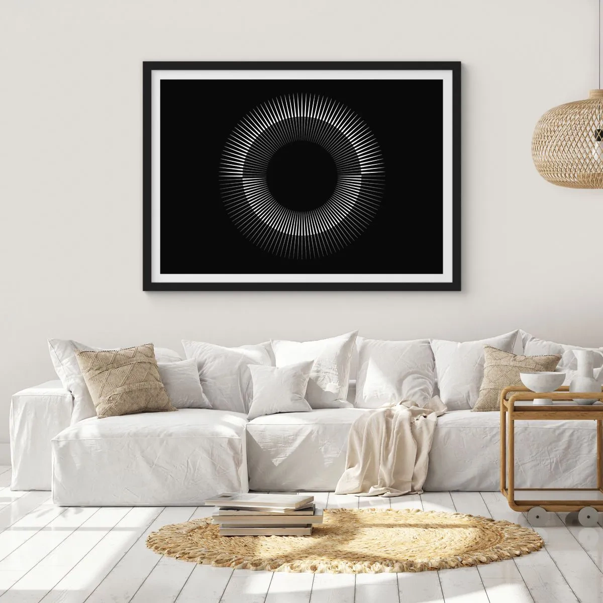 Plagát v čiernom ráme - Čierne slnko - 70x50 cm