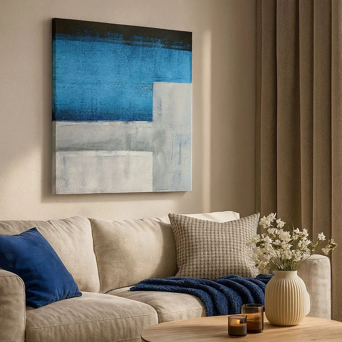 Obraz na plátne - Poetická kompozícia šedej a modrej - 30x30 cm