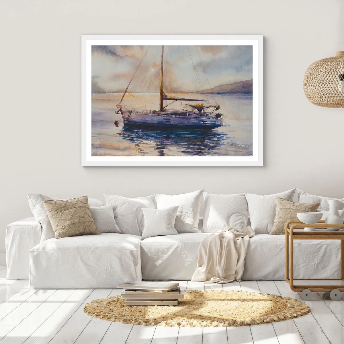 Plagát v bielom ráme - Večer v zátoke - 70x50 cm