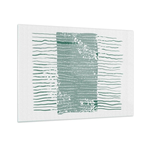 Obraz na skle - Horizontálne morské línie s efektom poškodenia vytvárajú abstraktnú štruktúru - 70x50cm - Morská abstrakcia - Moderná nástenná dekorácia do obývacej izby a spálne ARTTOR