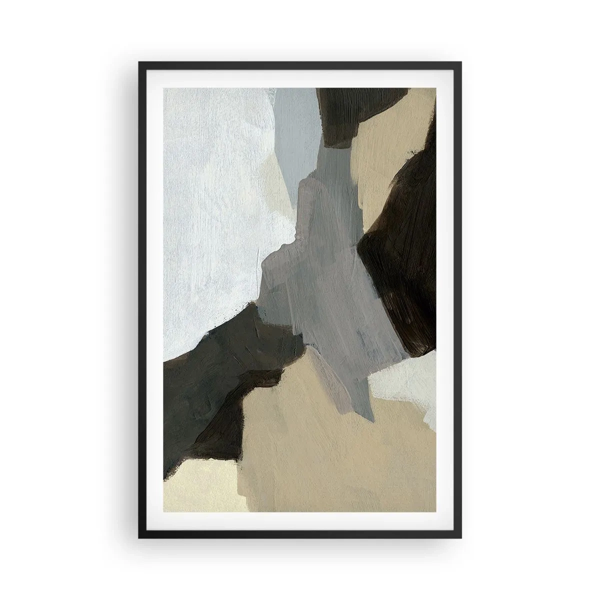 Plagát v čiernom ráme - Abstrakcia: križovatka šedej - 61x91 cm