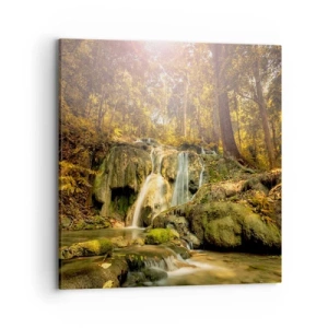 Obraz na plátne - Lesný vodopád v zeleni - 70x70 cm