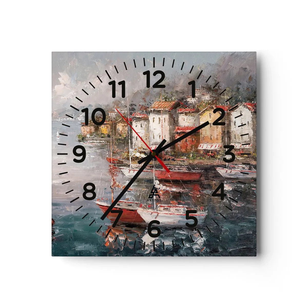 Nástenné hodiny - Romantický prístav - 40x40 cm