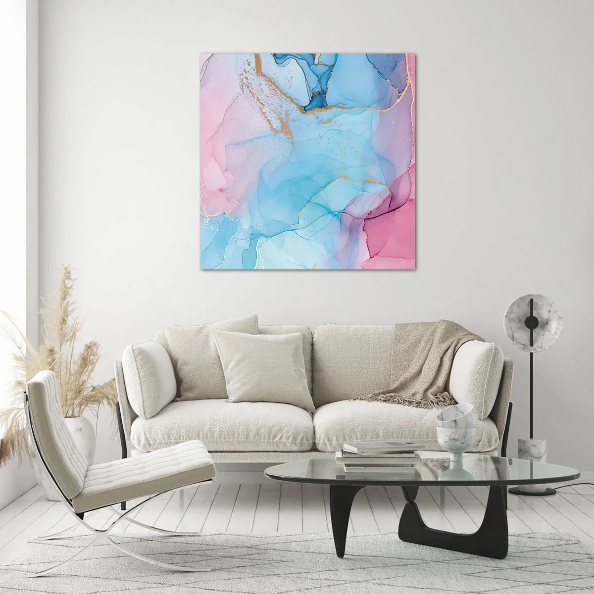 Obraz na skle - Stretávanie a prelínanie - 40x40 cm