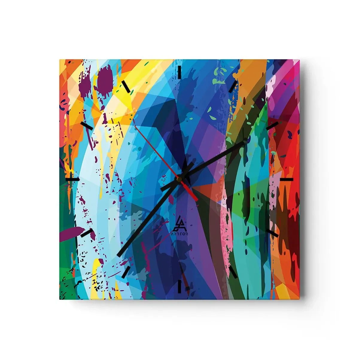 Nástenné hodiny - Farebné závraty - 30x30 cm