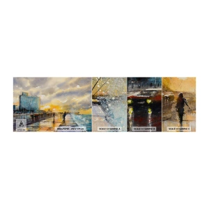 Vzorka samolepiacej fototapety Deluxe Sticker - Život na pobreží - Krajina, Kus, Západ slnka - 100x30 cm