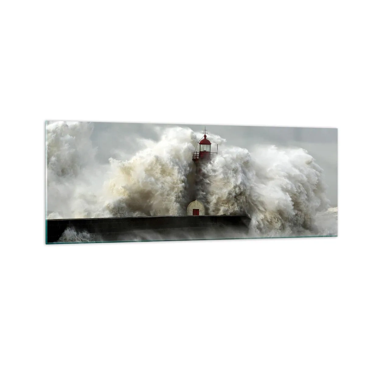 Obraz na skle - Hnev oceánu - 140x50 cm